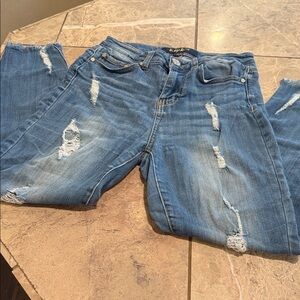 Indigo Rein Light Blue Distressed Boyfriend Jeans